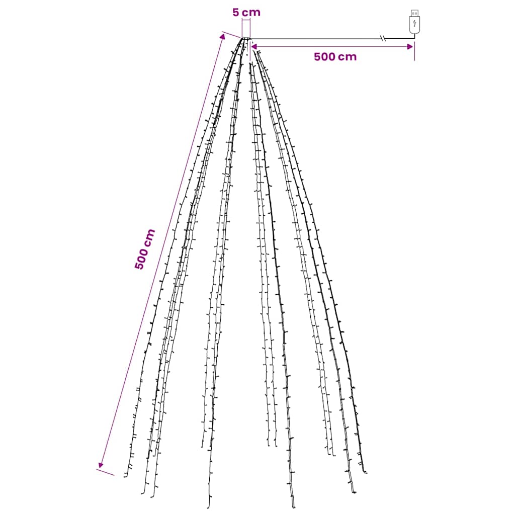 328898 vidaXL Tree Lights with 500 LEDs Blue 500 cm Indoor Outdoor
