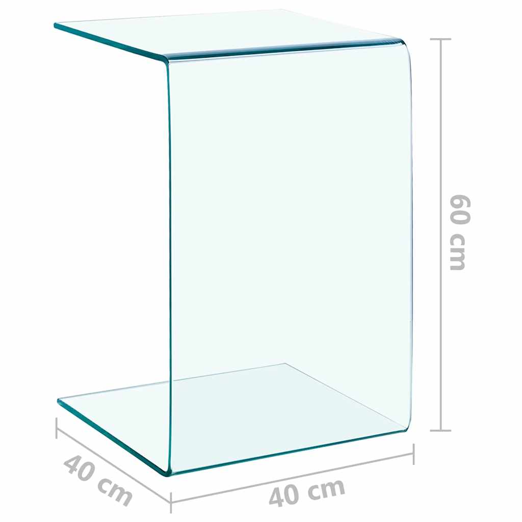 Side Table | Clear | Tempered glass | 40x40x60 cm | Tough | Side Table
