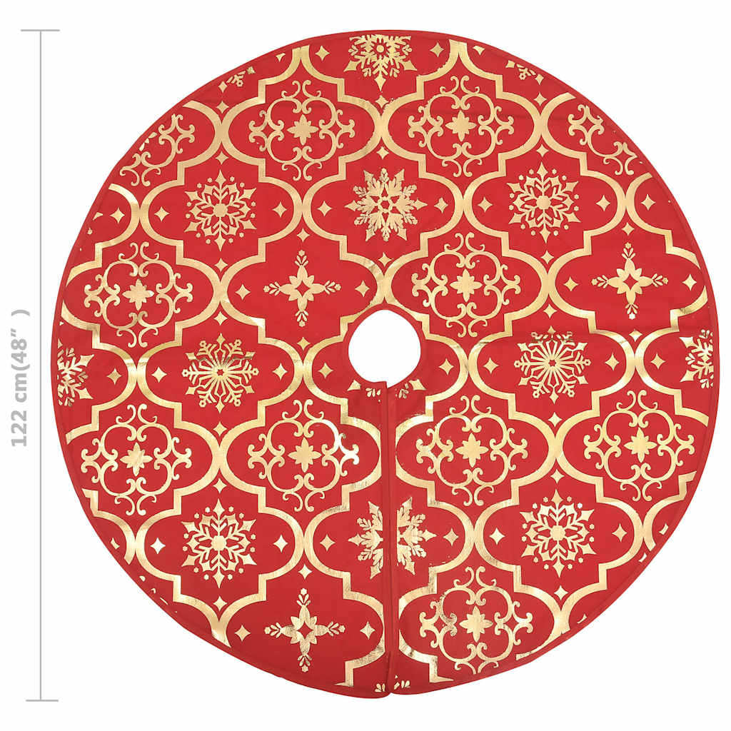 330276 vidaXL Luxury Christmas Tree Skirt with Sock Red 122 cm Fabric