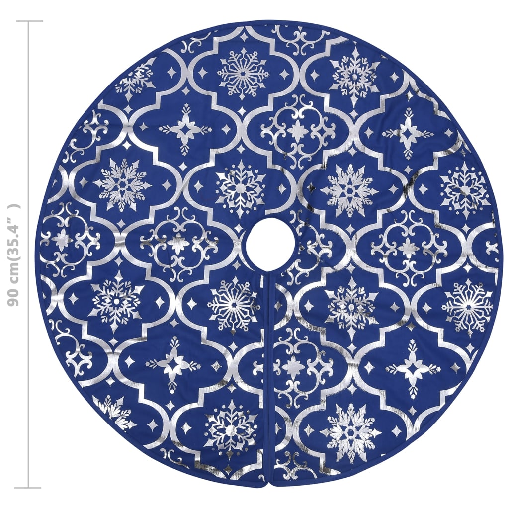 330278 vidaXL Luxury Christmas Tree Skirt with Sock Blue 90 cm Fabric