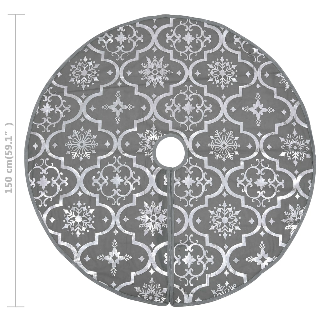 Christmas Tree Skirt | Grey | Polyester | Large | Collapsible
