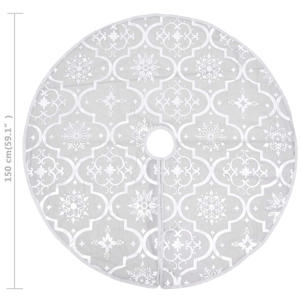 330289 vidaXL Luxury Christmas Tree Skirt with Sock White 150 cm Fabric