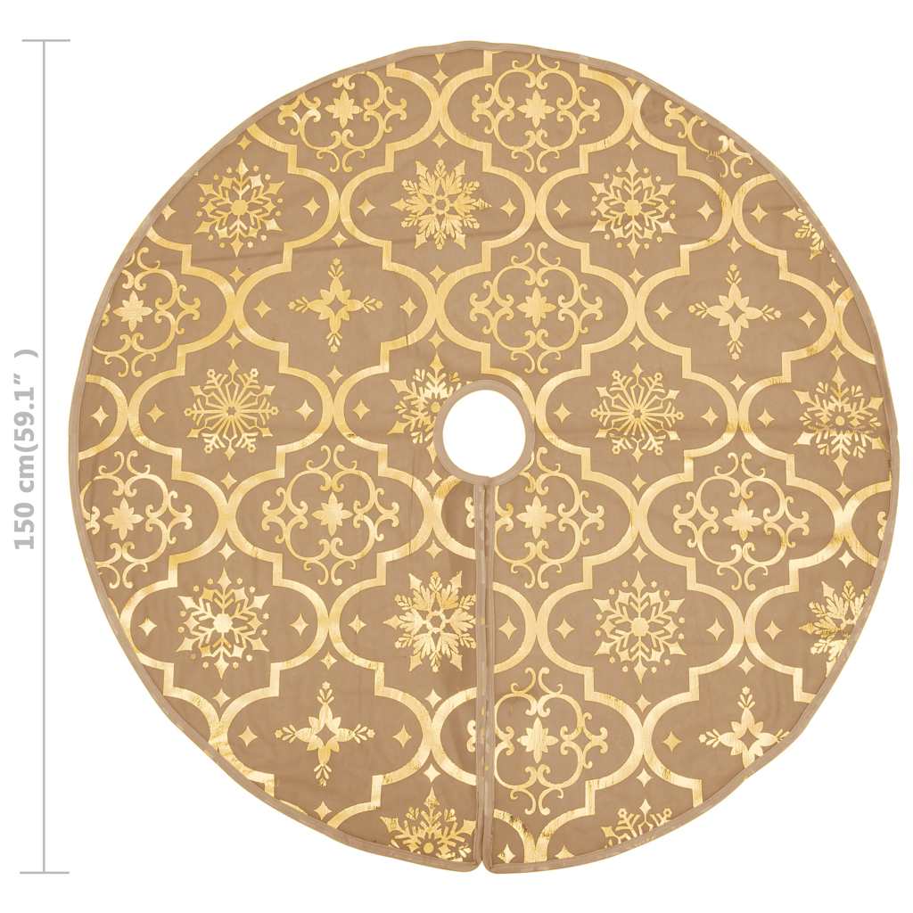 330292 vidaXL Luxury Christmas Tree Skirt with Sock Yellow 150 cm Fabric