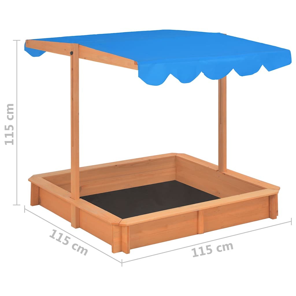316473 vidaXL Sandbox with Adjustable Roof Firwood 115x115x115 cm