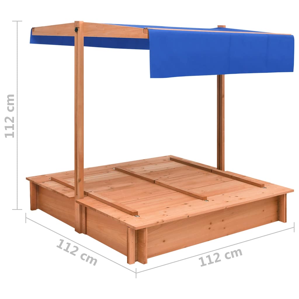 316474 vidaXL Sandbox with Roof Firwood 112x112x112 cm