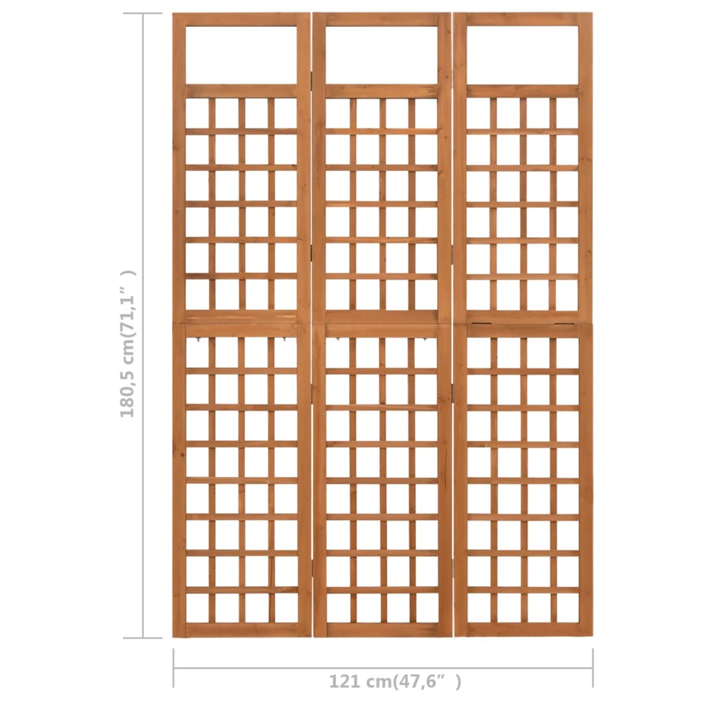 316478 vidaXL 3-Panel Room Divider/Trellis Solid Fir Wood 121x180,5 cm