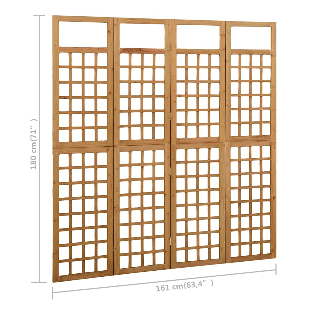 316479 vidaXL 4-Panel Room Divider/Trellis Solid Fir Wood 161x180 cm
