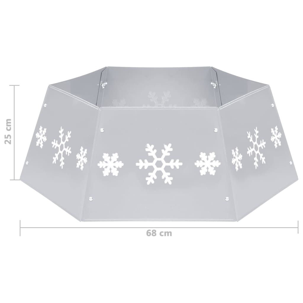 331305 vidaXL Christmas Tree Skirt Silver and White Ø68x25 cm