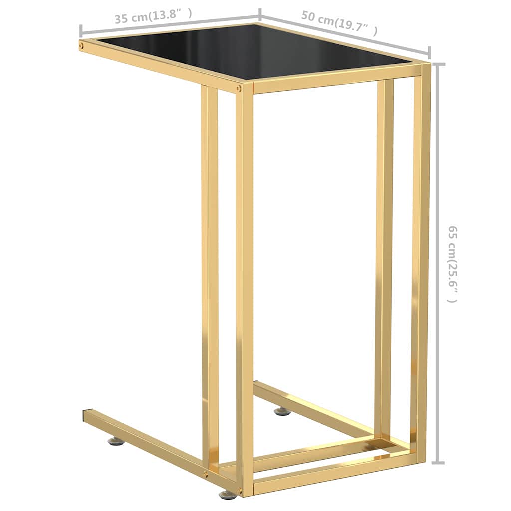 331646 vidaXL Computer Side Table Black 50x35x65 cm Tempered Glass