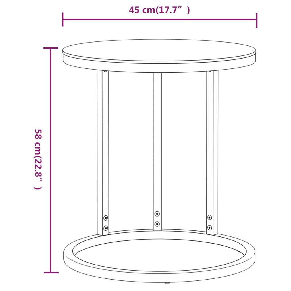 331661 vidaXL Side Table Gold and Transparent 45 cm Tempered Glass