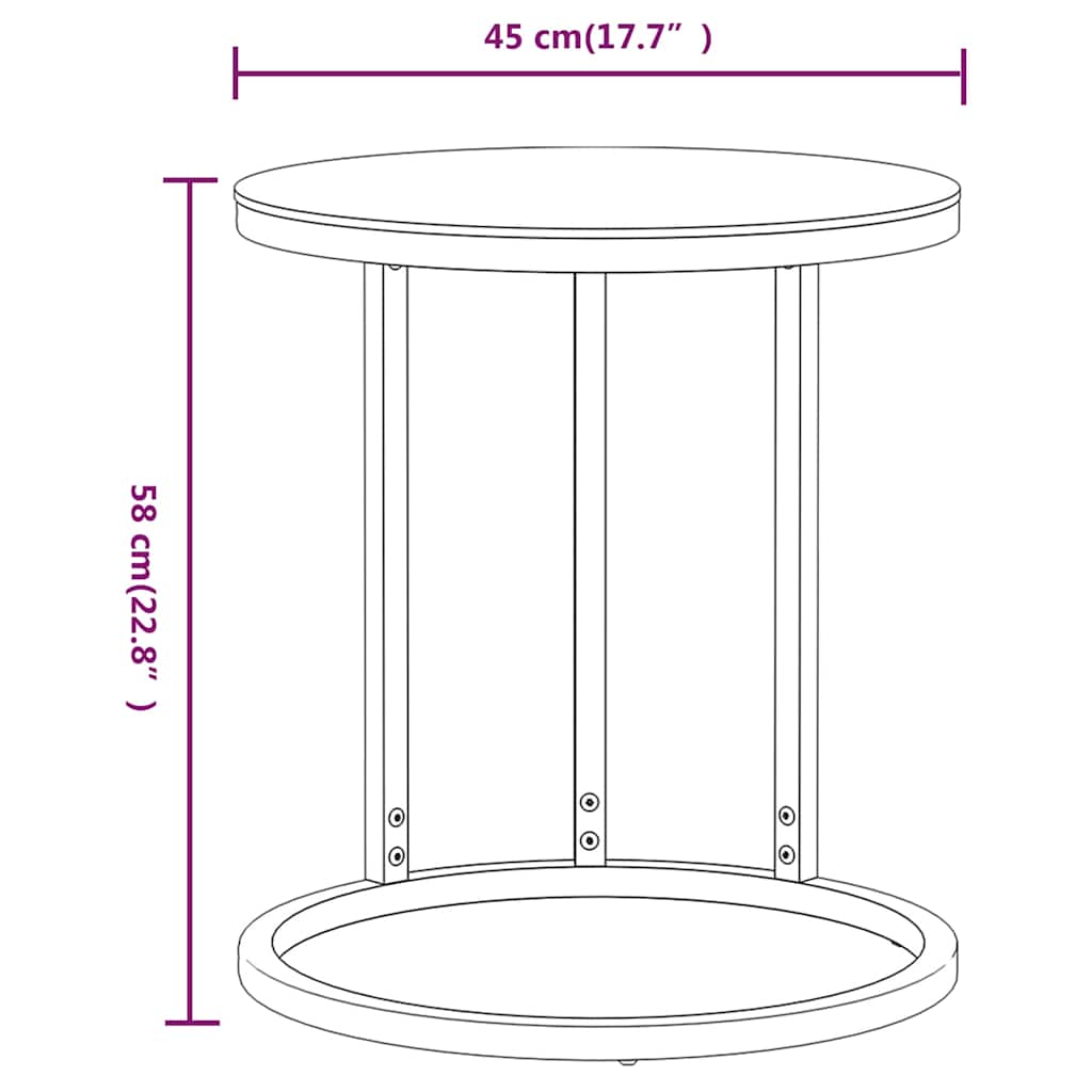 331664 vidaXL Side Table Gold and White Marble 45 cm Tempered Glass