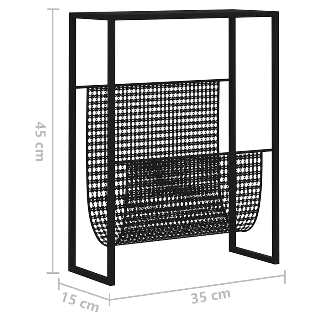 331668 vidaXL Magazine Rack Black 35x15x45 cm Steel