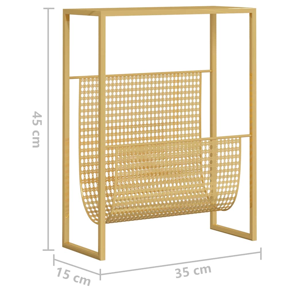 331669 vidaXL Magazine Rack Gold 35x15x45 cm Steel