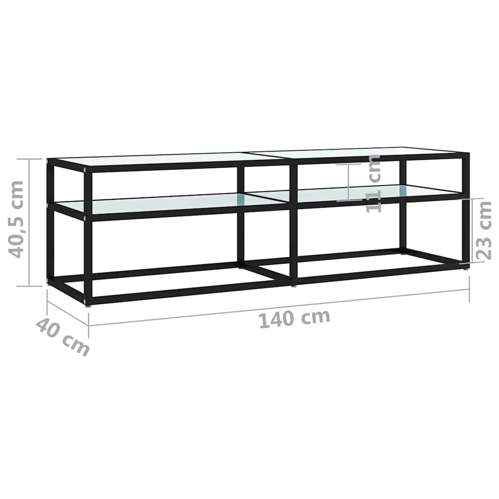 TV Cabinet White Marble 140x40x40,5 cm Tempered Glass