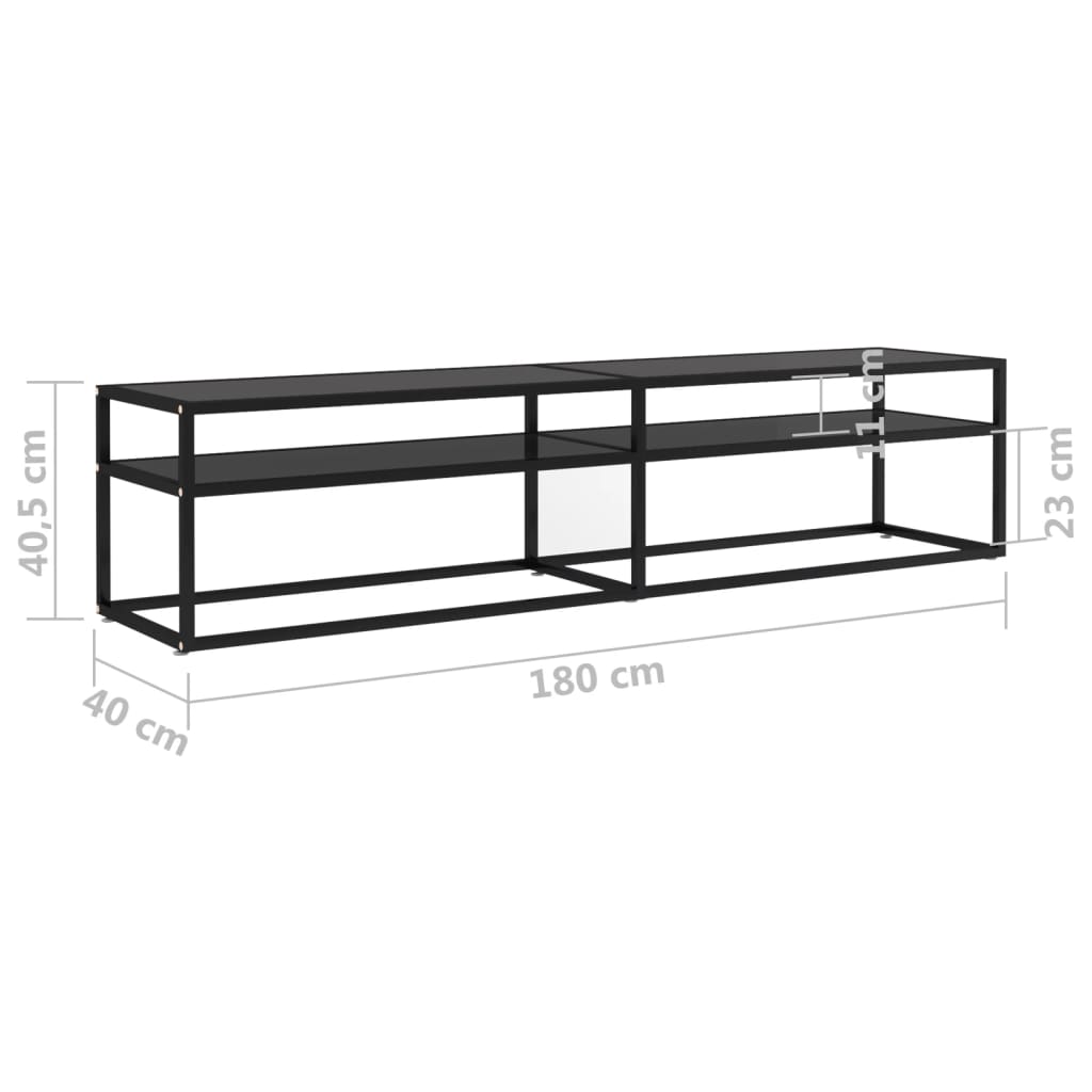 TV Cabinet | Black | Tempered glass, powder-coated steel | Large