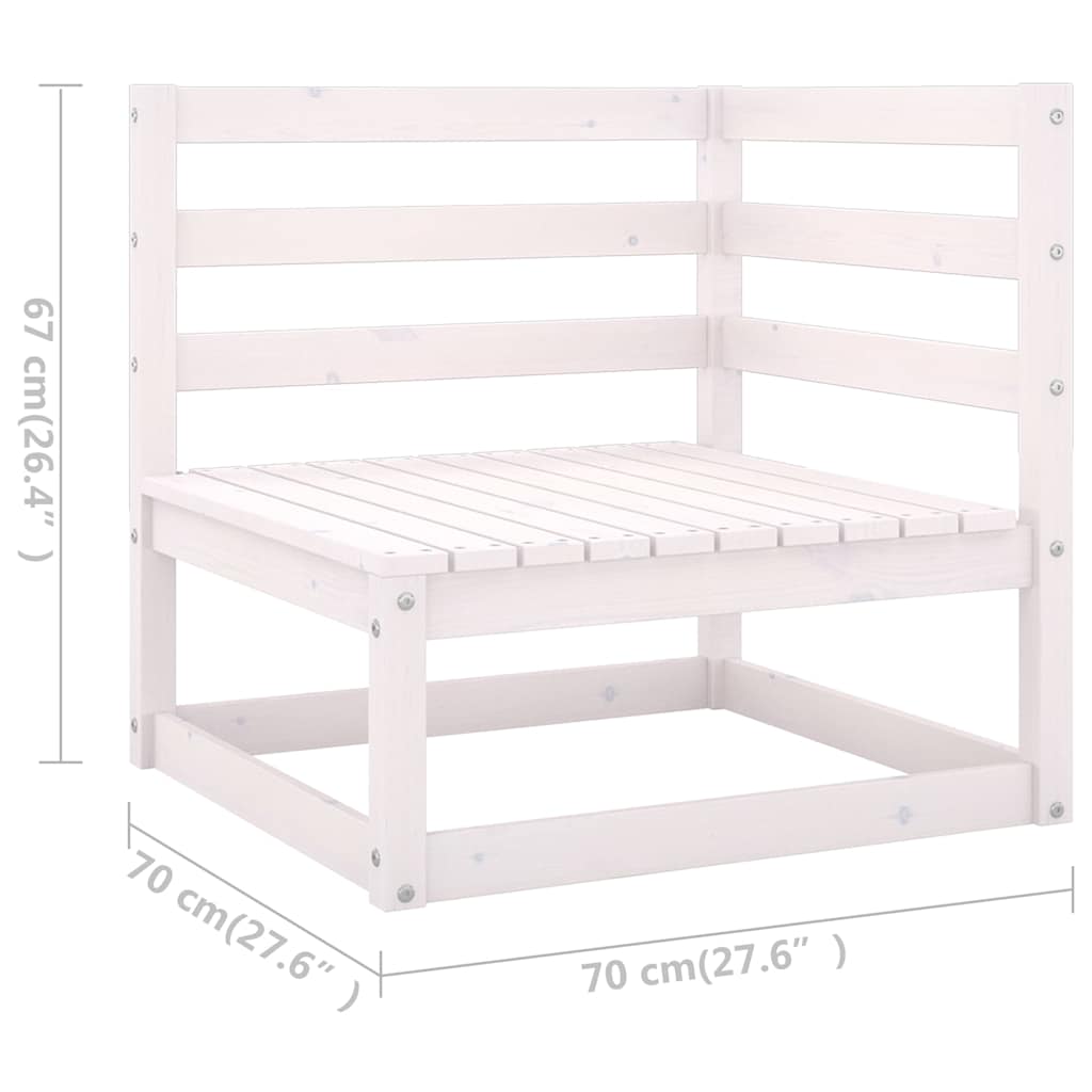 8 Piece Garden Lounge Set White Solid Wood Pine