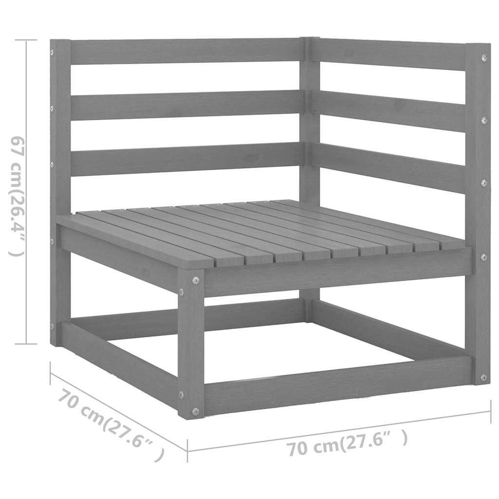 8 Piece Garden Lounge Set Grey Solid Wood Pine