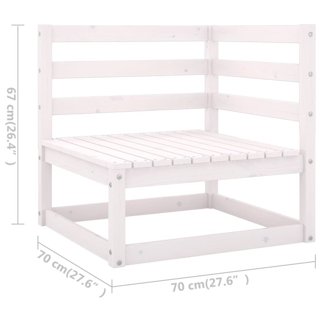 6 Piece Garden Lounge Set White Solid Wood Pine