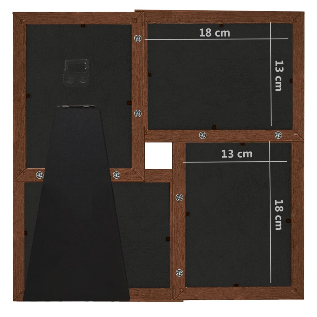 332771 vidaXL Collage Photo Frame for 4x(13x18 cm) Picture Dark Brown MDF