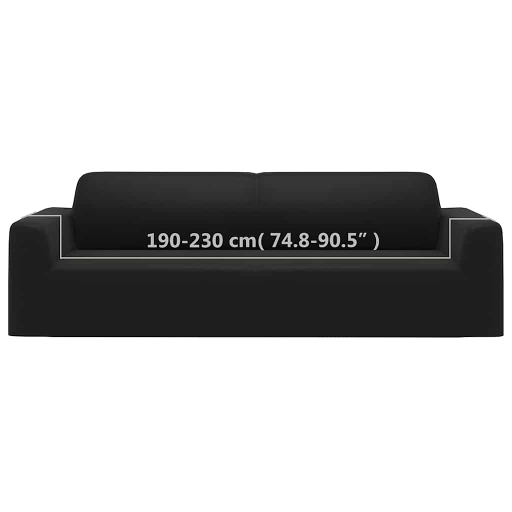 332934 vidaXL 3-Seater Stretch Couch Slipcover Black Polyester Jersey