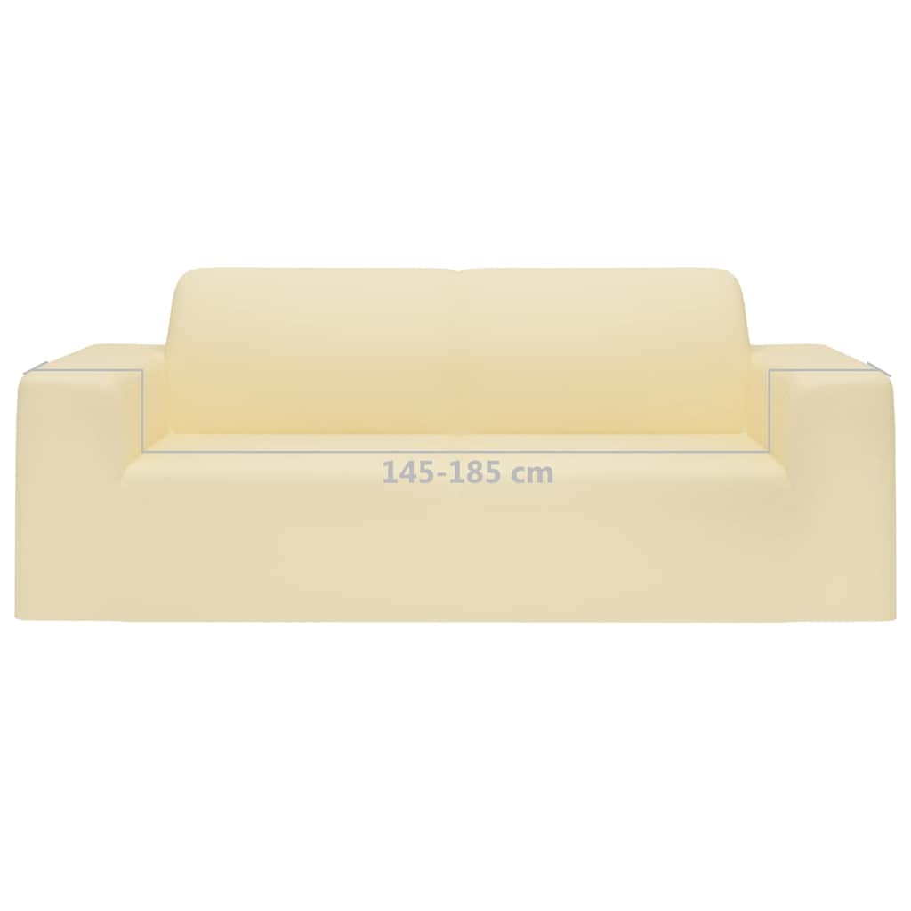 2-Seater Stretch Couch Slipcover Cream Polyester Jersey