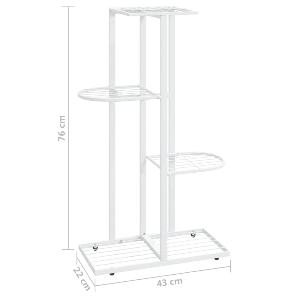 vidaXL 4-Floor Flower Stand 43x22x76 cm White Metal