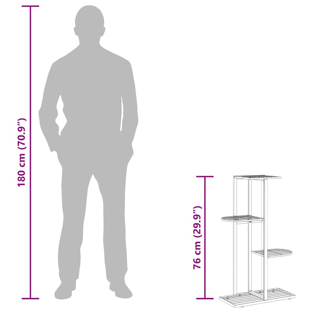 336109 vidaXL 4-Floor Flower Stand 43x22x76 cm White Metal