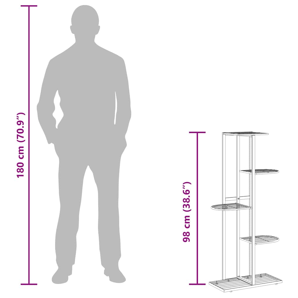 336110 vidaXL 5-Floor Flower Stand 43x22x98 cm Black Metal