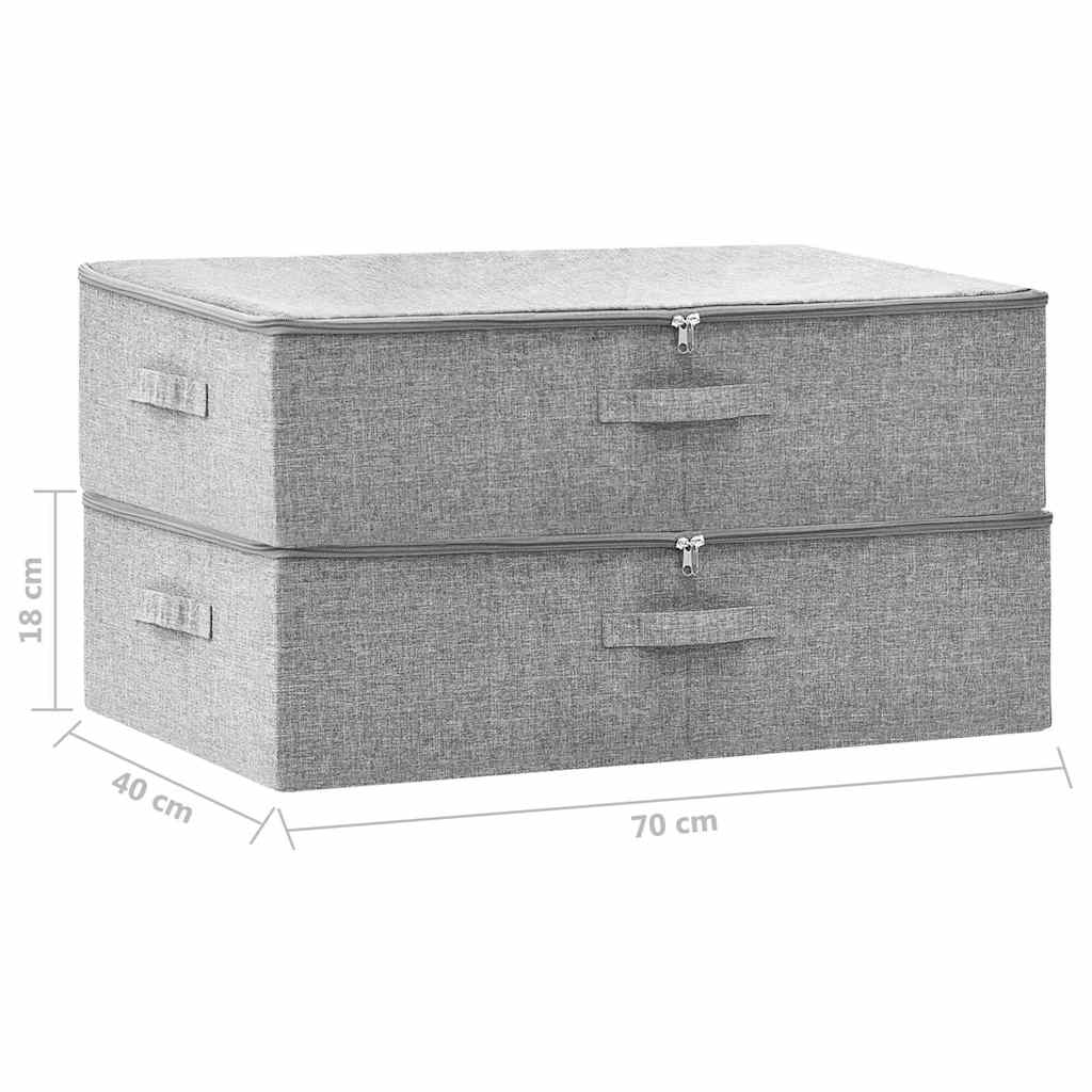Storage Boxes 2 pcs Fabric 70x40x18 cm Grey