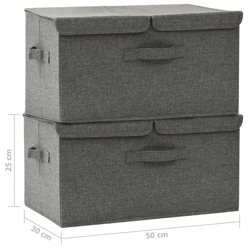 332913 vidaXL Storage Boxes 2 pcs Fabric 50x30x25 cm Anthracite