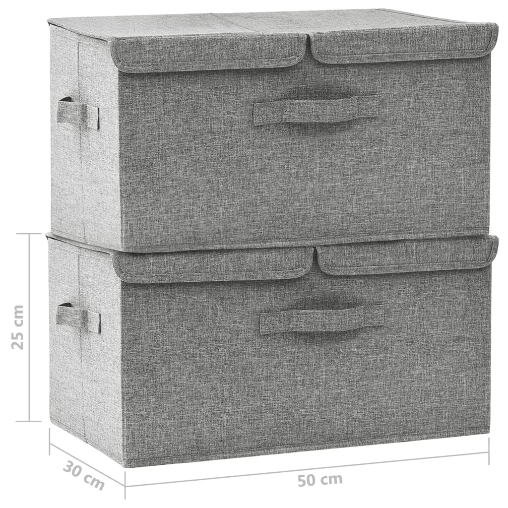 332915 vidaXL Storage Boxes 2 pcs Fabric 50x30x25 cm Grey