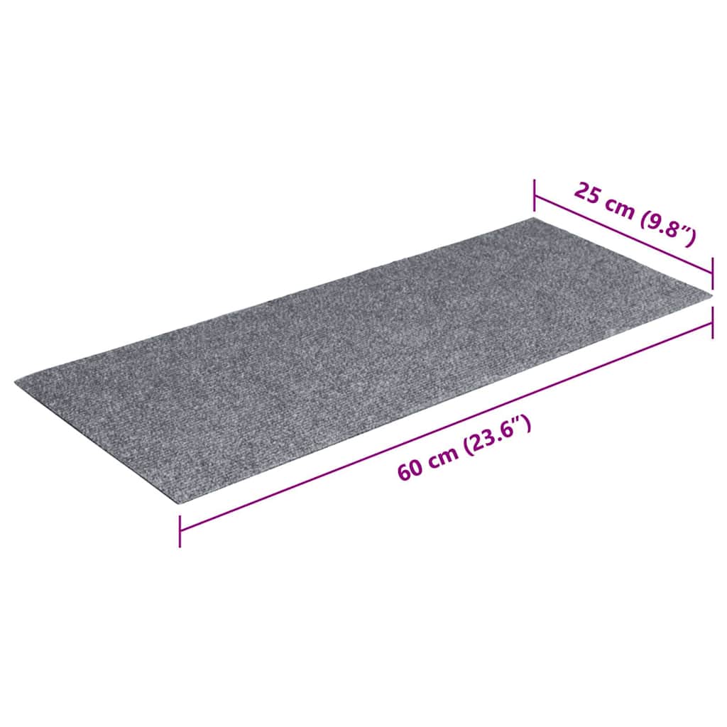 Stair Mats Self-adhesive 15 pcs 60x25 cm Light Grey Rectangular