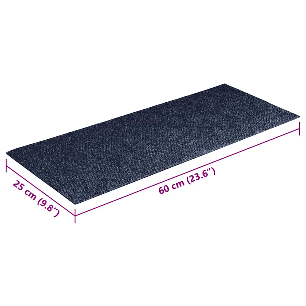 Stair Mats Self-adhesive 15 pcs 60x25 cm Grey Blue Rectangular