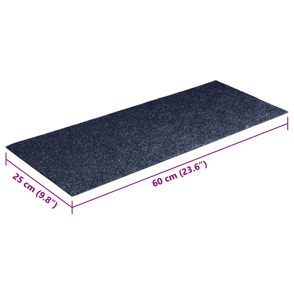Stair Mats Self-adhesive 15 pcs 60x25 cm Grey Blue Rectangular