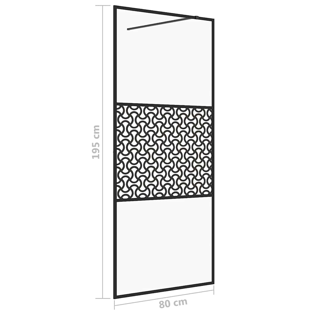 151028 vidaXL Walk-in Shower Wall with Clear ESG Glass 80x195 cm Black
