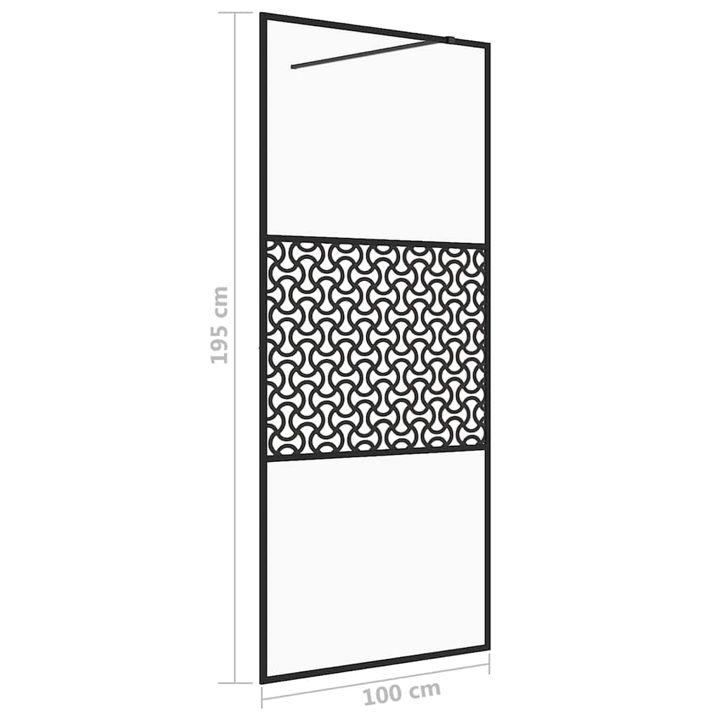 151030 vidaXL Walk-in Shower Wall with Clear ESG Glass 100x195 cm Black