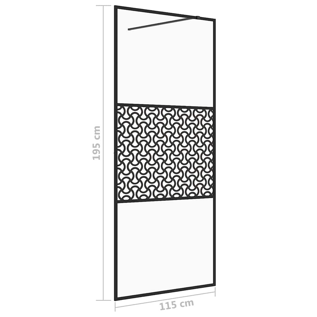 151031 vidaXL Walk-in Shower Wall with Clear ESG Glass 115x195 cm Black