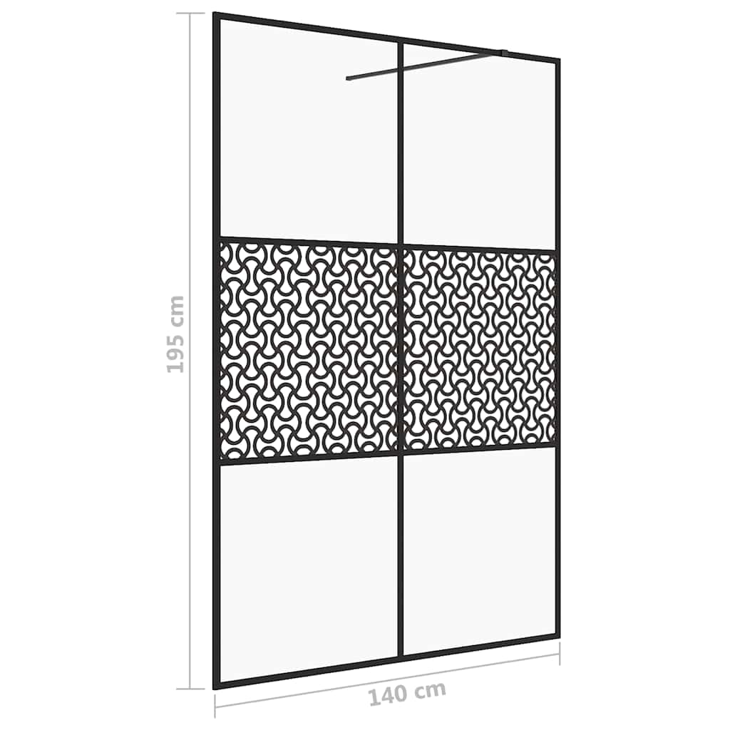 151032 vidaXL Walk-in Shower Wall with Clear ESG Glass 140x195 cm Black