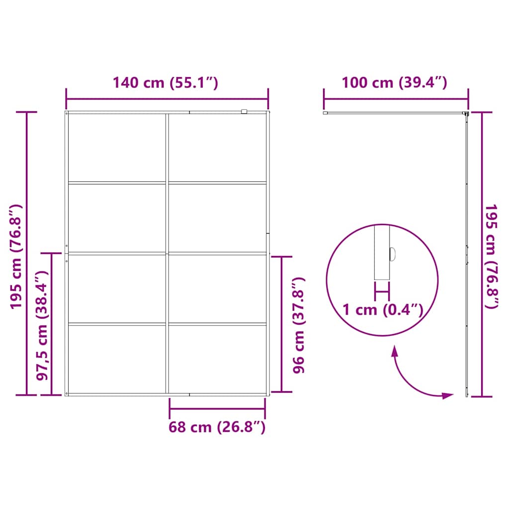 151037 vidaXL Walk-in Shower Wall with Clear ESG Glass 140x195 cm Black