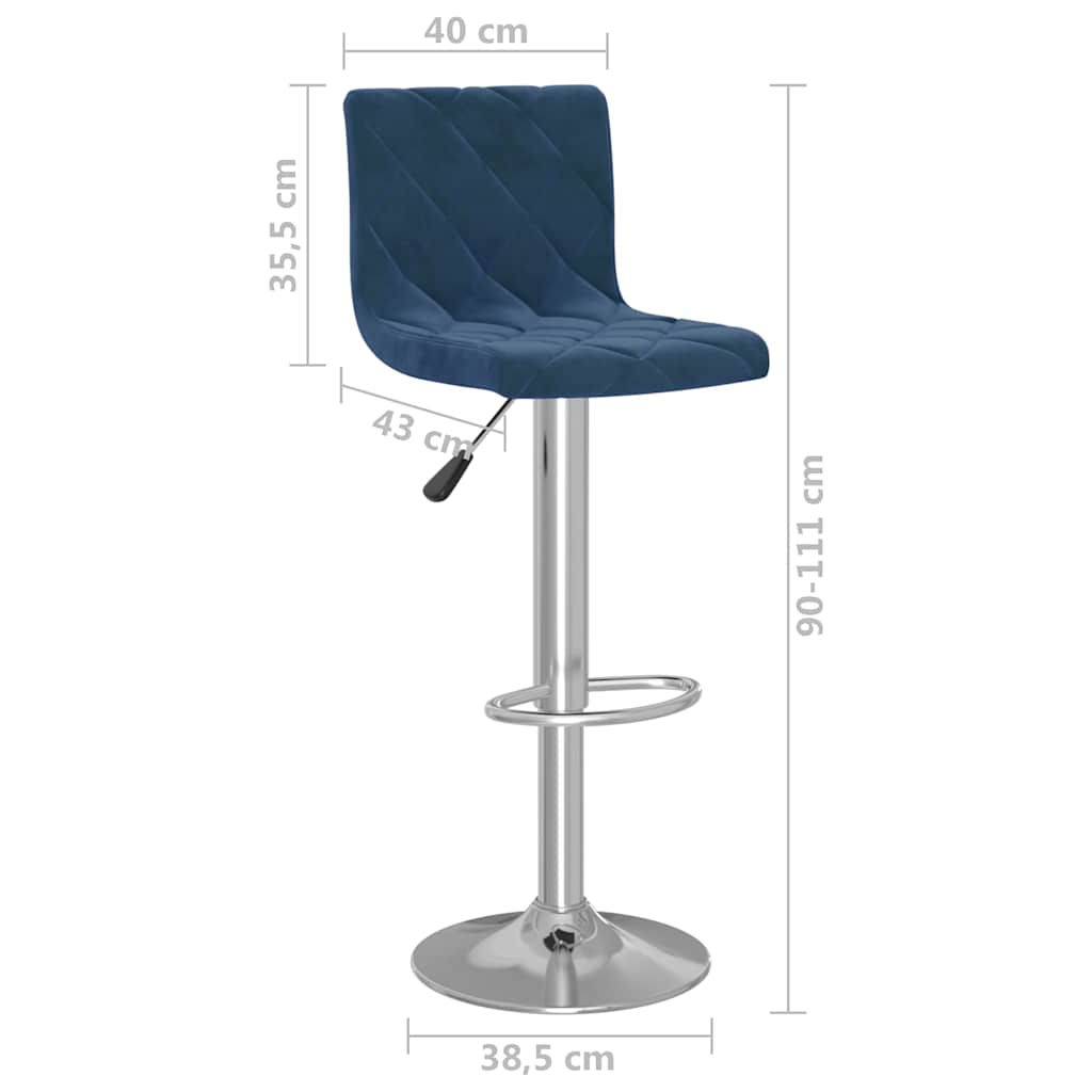 Bar Stools 2 pcs Blue Velvet