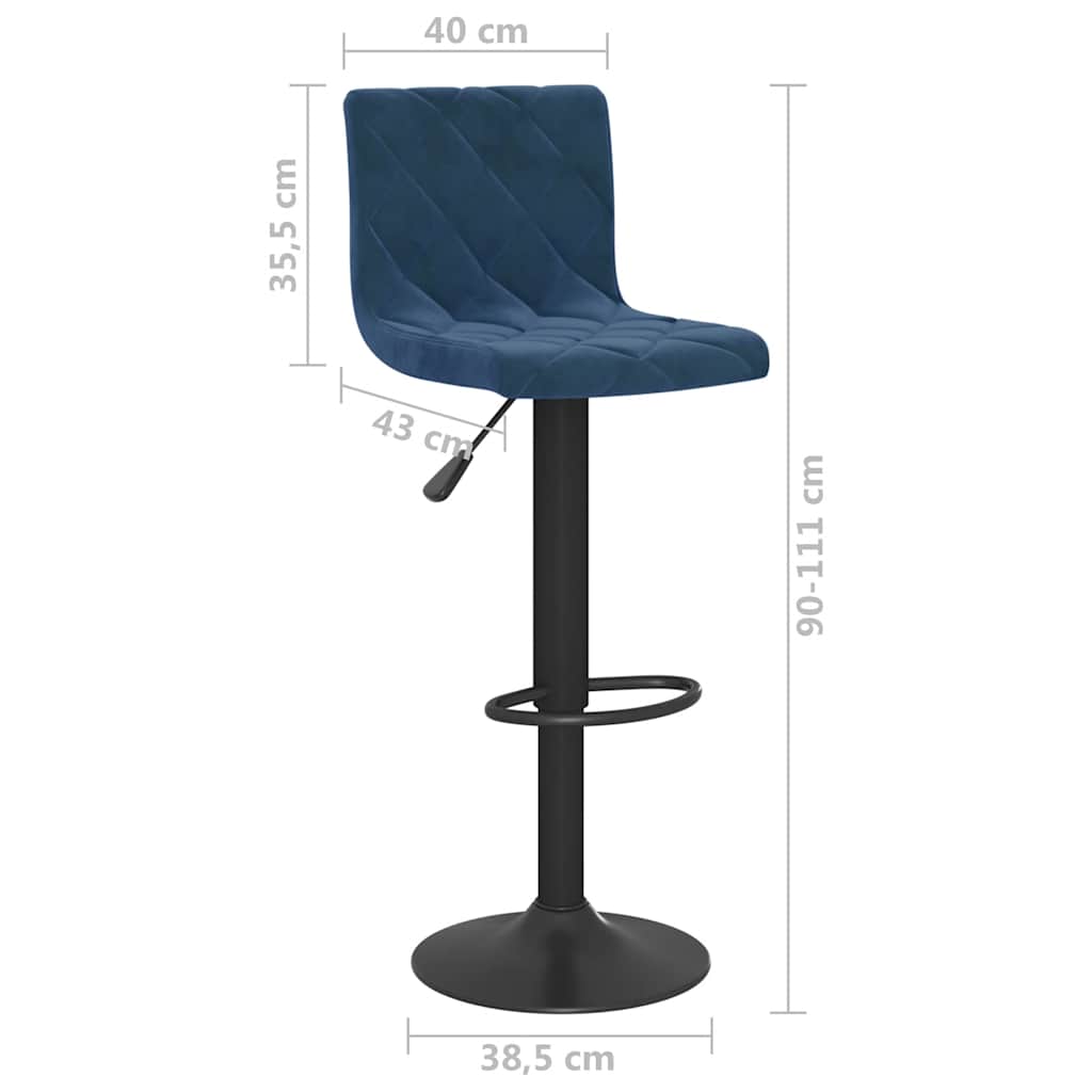 Bar Stools 2 pcs Blue Velvet