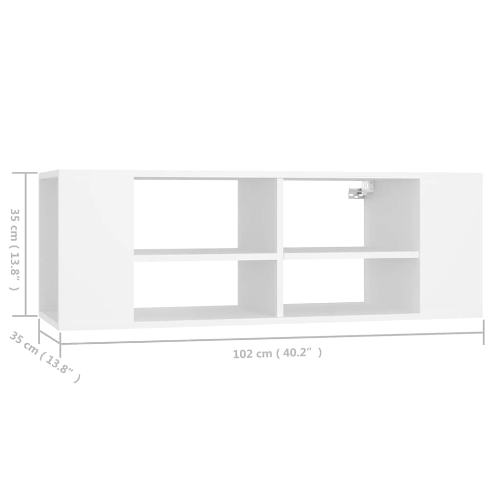 806238 vidaXL Wall-Mounted TV Cabinet White 102x35x35 cm Engineered Wood