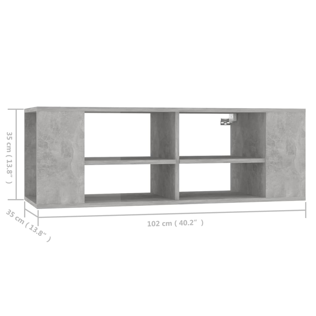Wall-Mounted TV Cabinet Concrete Grey 102x35x35 cm