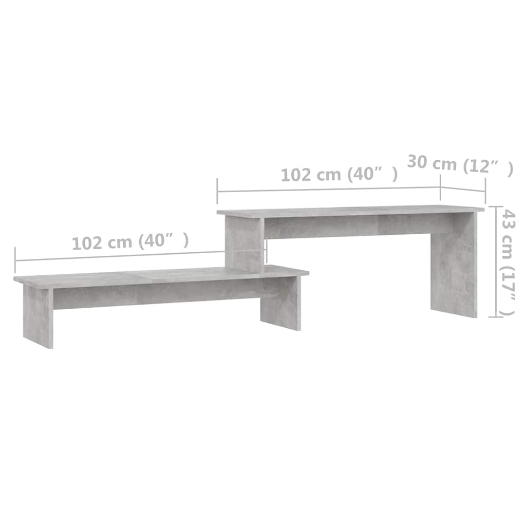 806269 vidaXL TV Cabinet Concrete Grey 180x30x43 cm Engineered Wood