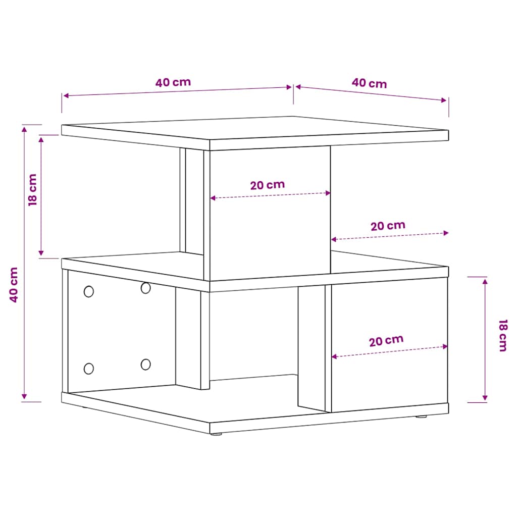 806295 vidaXL Side Table Sonoma Oak 40x40x40 cm Engineered Wood