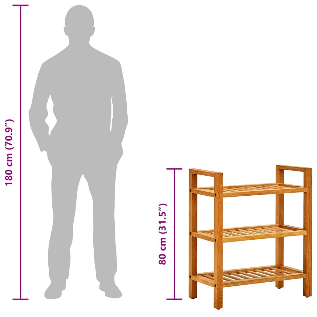 331746 vidaXL Shoe Rack with 4 Shelves 50x27x80 cm Solid Oak Wood