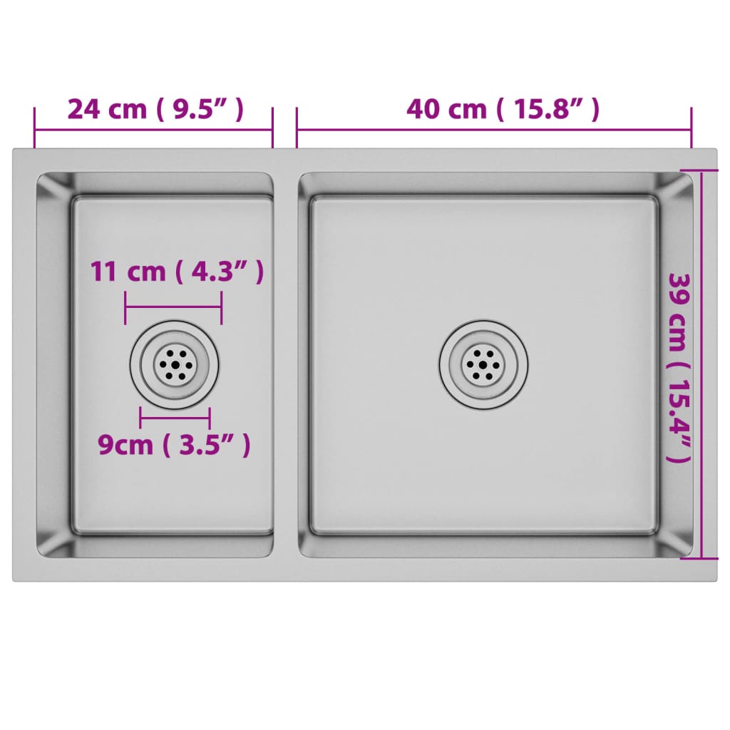 51561 vidaXL Kitchen Sink Stainless Steel