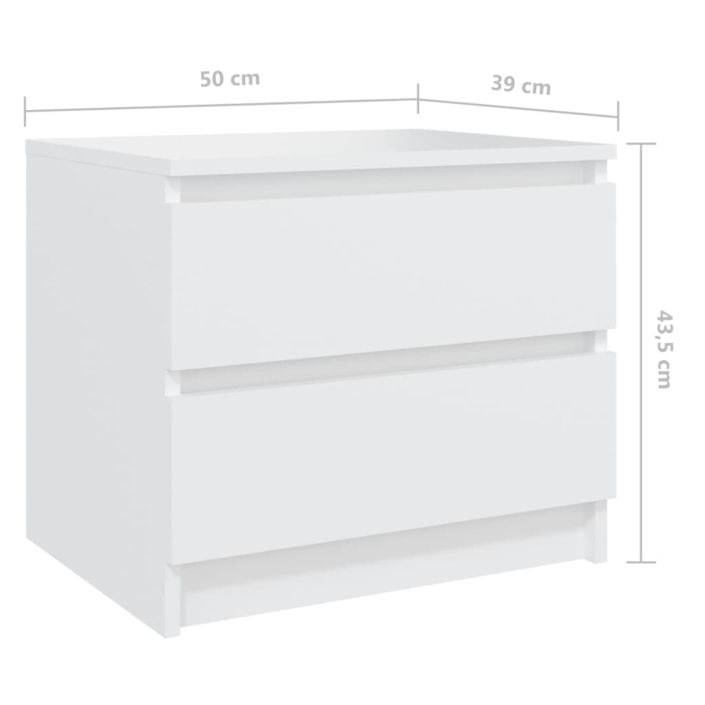 806193 vidaXL Bed Cabinet White 50x39x43,5 cm Engineered Wood