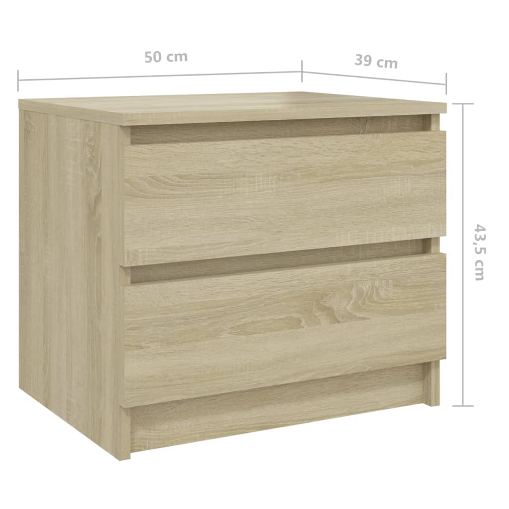 806200 vidaXL Bed Cabinets 2 pcs Sonoma Oak 50x39x43,5 cm Engineered Wood