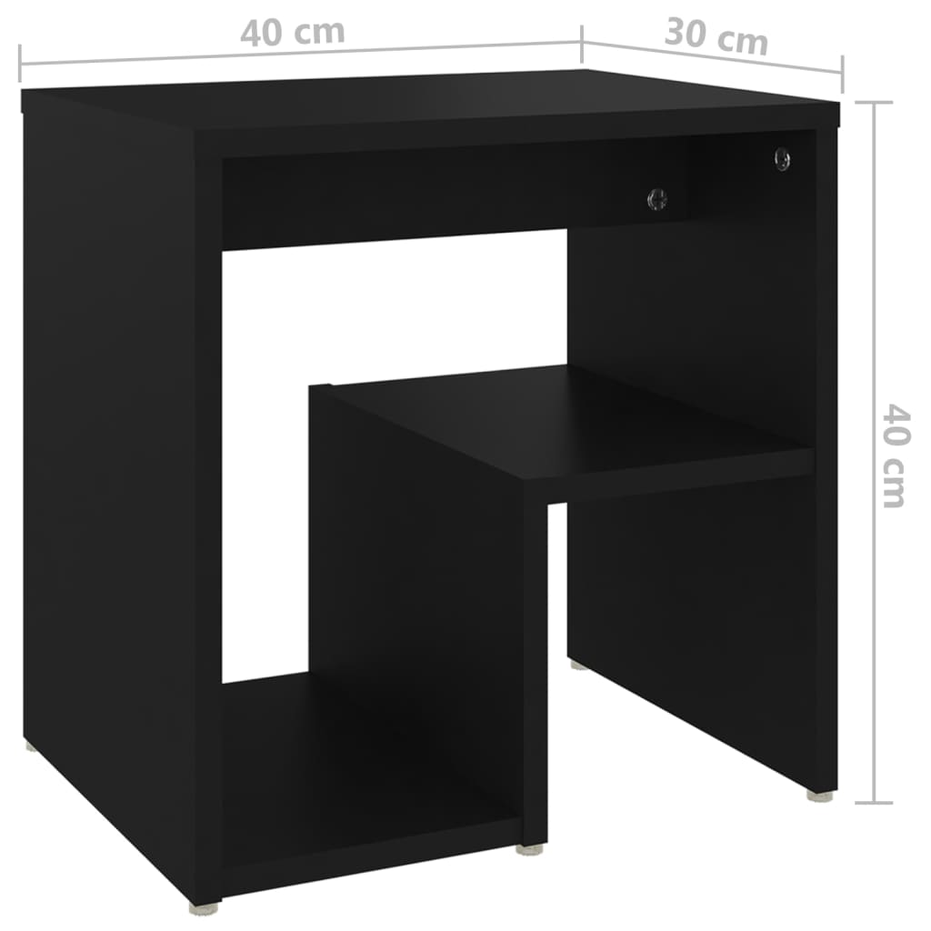 806331 vidaXL Bed Cabinets 2 pcs Black 40x30x40 cm Engineered Wood